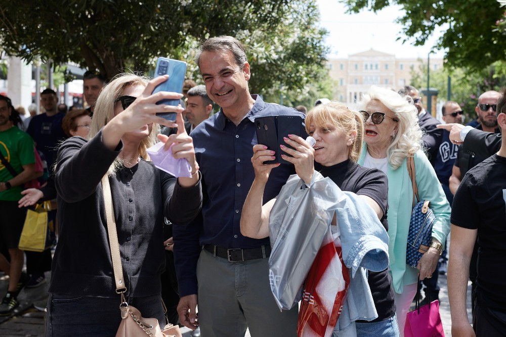 Ο Κυριάκος Μητσοτάκης στην Ερμού