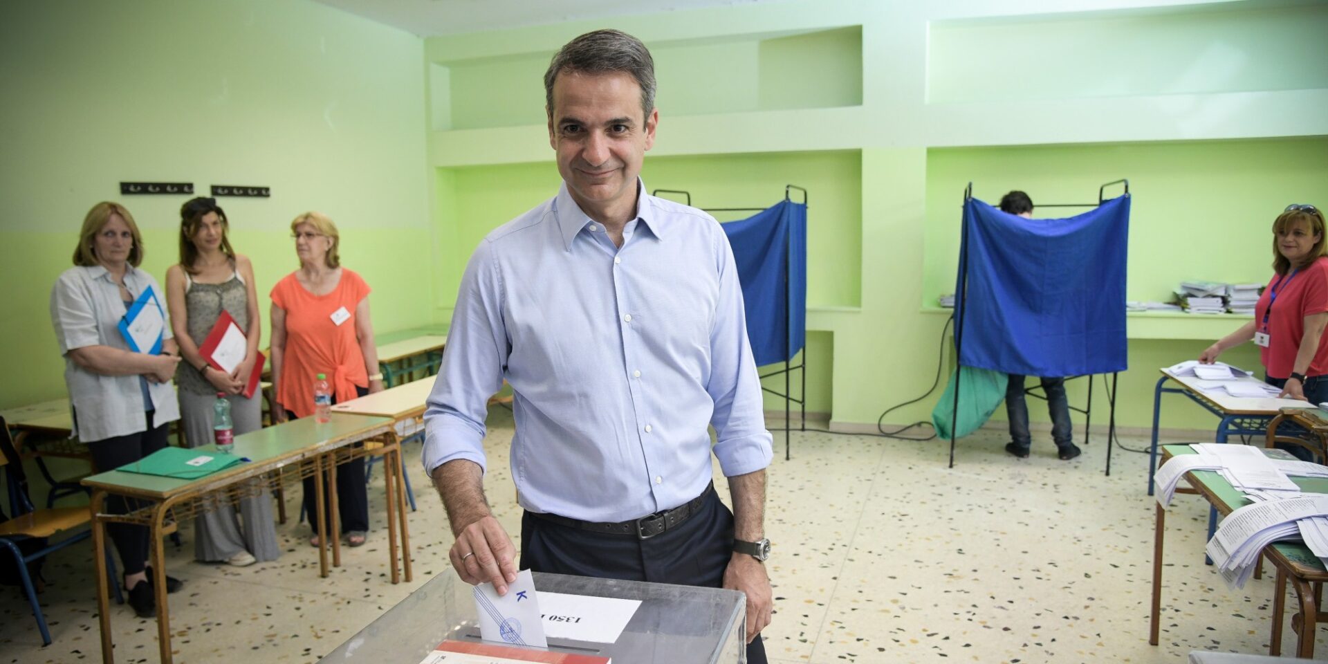 Ο Κυριάκος Μητσοτάκης στην κάλπη