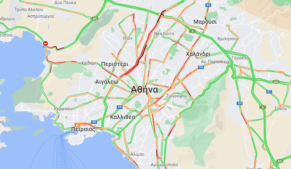 Κίνηση τώρα: Μποτιλιάρισμα σε Κηφισό, καθυστερήσεις σε Λεωφόρο Αθηνών και Κηφισίας - Δείτε LIVE τον χάρτη