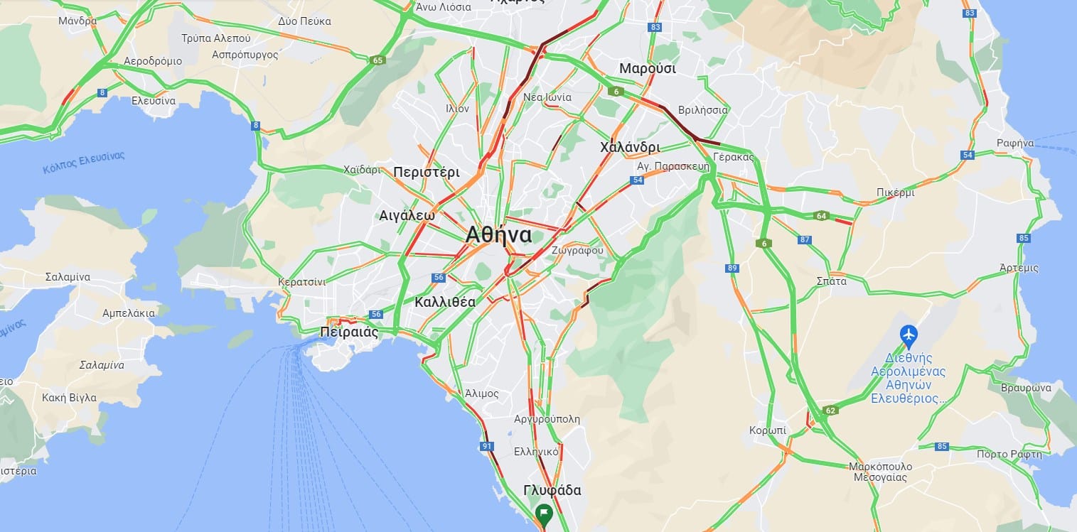 Κίνηση τώρα στην Αθήνα