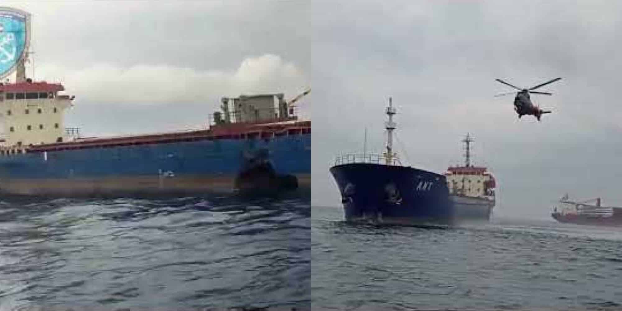 Οι πρώτες εικόνες από τη σύγκρουση πλοίων ανοιχτά της Χίου