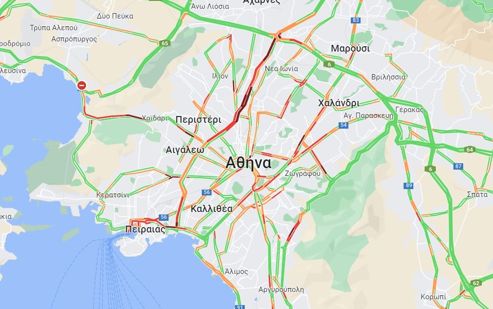 Κίνηση τώρα: Ουρές χιλιομέτρων σε Κηφισό και Λεωφόρο Αθηνών - Δείτε live τον χάρτη