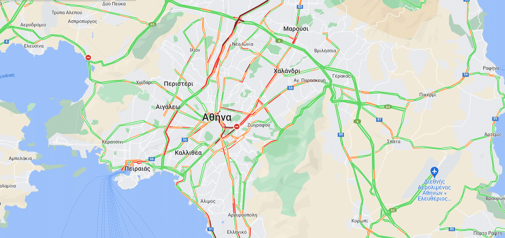 Κίνηση τώρα στην Αττική