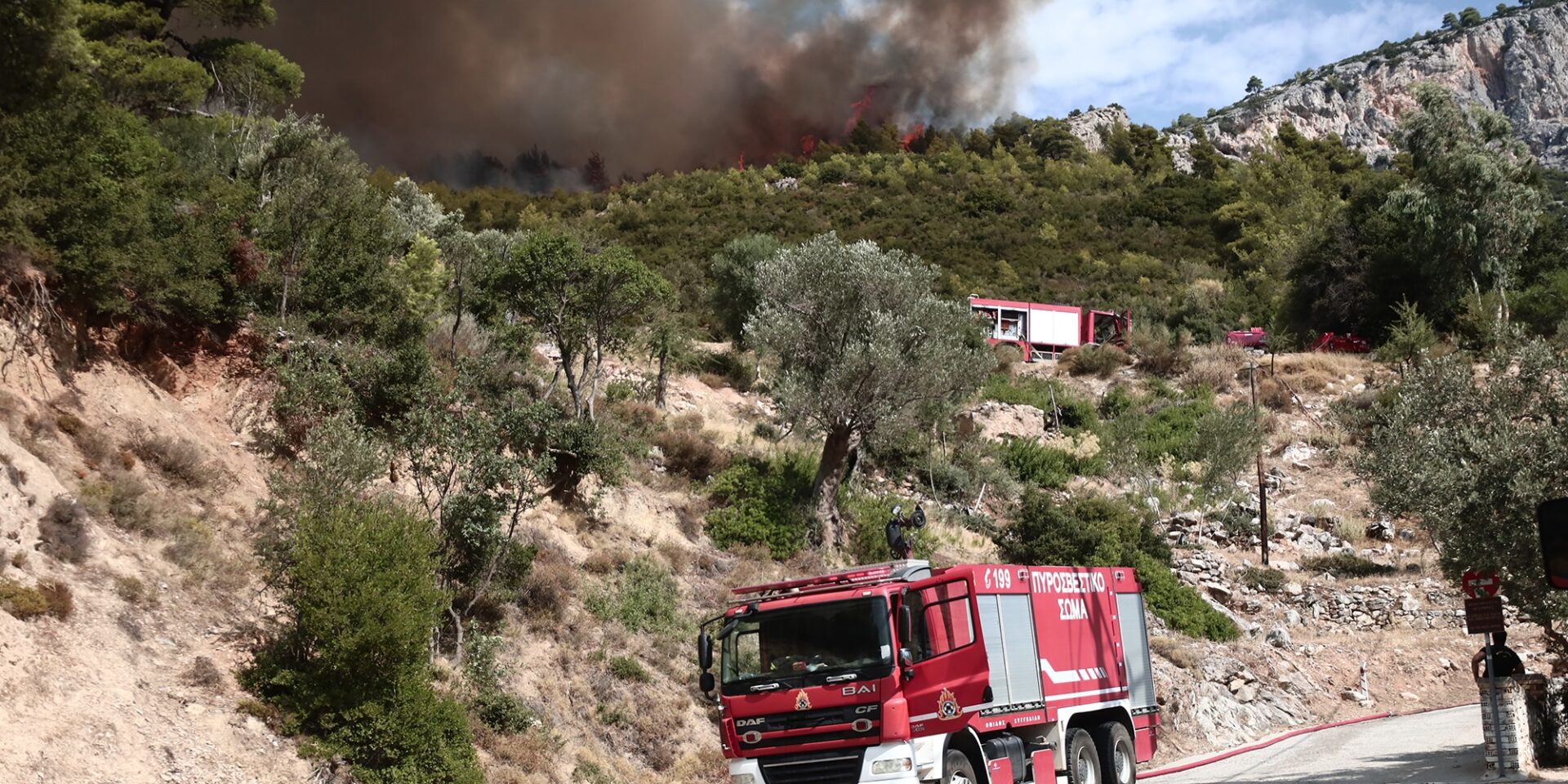Εικόνα από τη φωτιά στη Φυλή