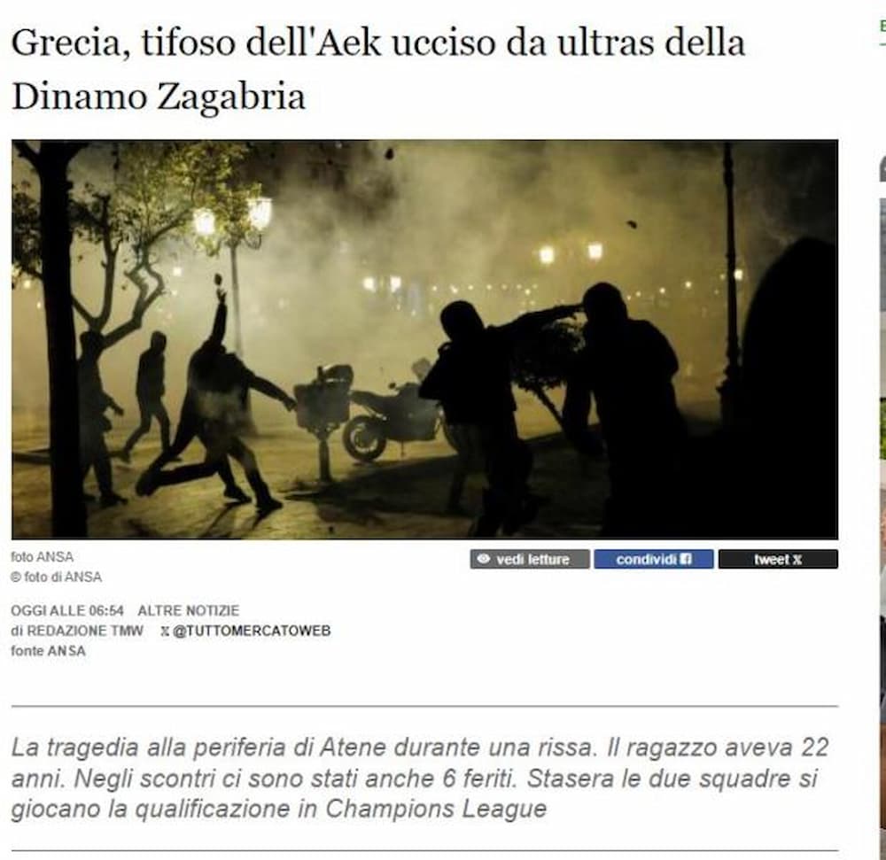 tuttomercato 1 - Τα διεθνή ΜΜΕ για τις άγριες συμπλοκές στη Νέα Φιλαδέλφεια: «Δράμα στην Ελλάδα, ένας νεκρός μετά από επεισόδια» (εικόνες)