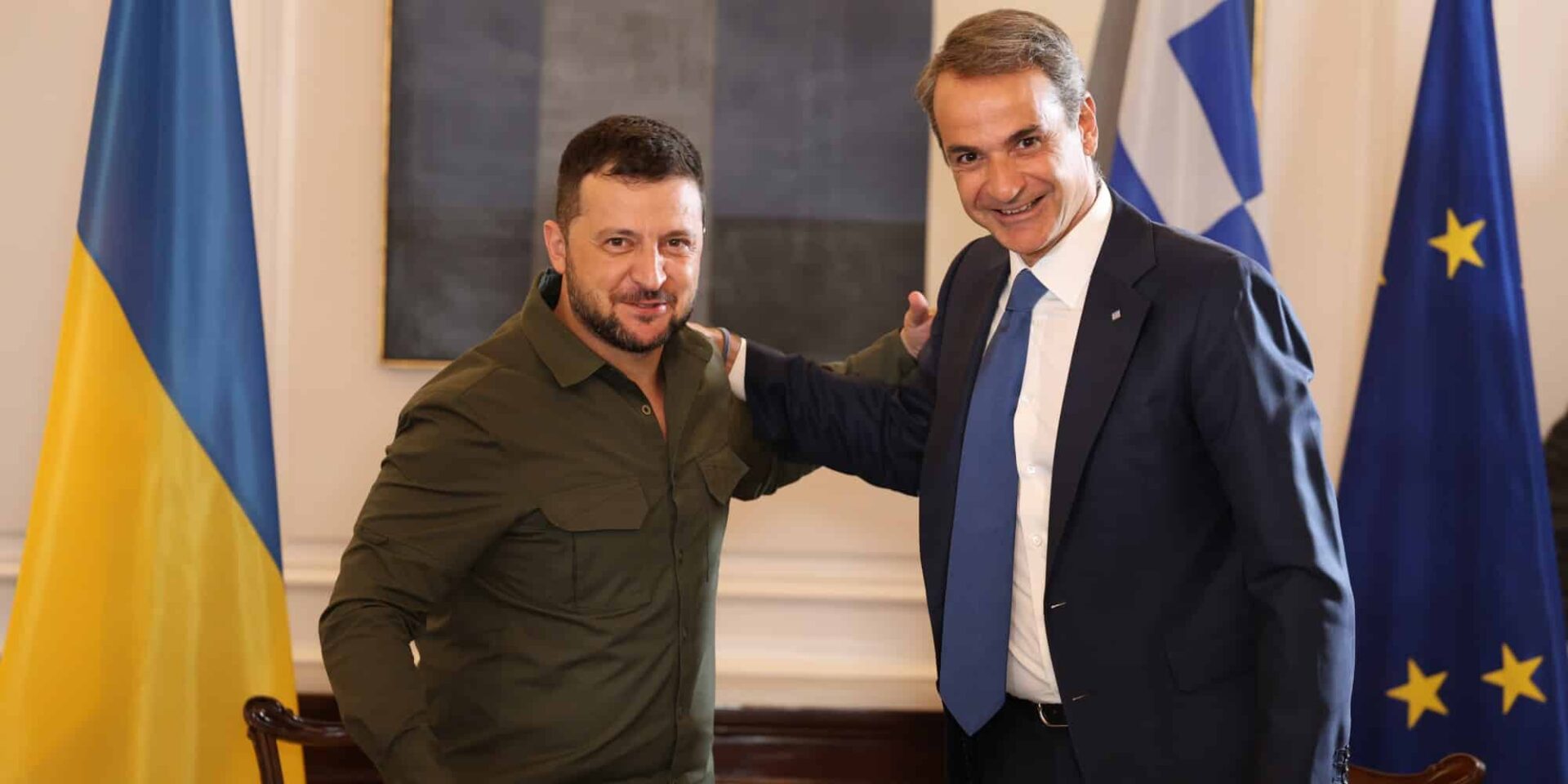 Ο Βολοντίμιρ Ζελένσκι και ο Κυριάκος Μητσοτάκης