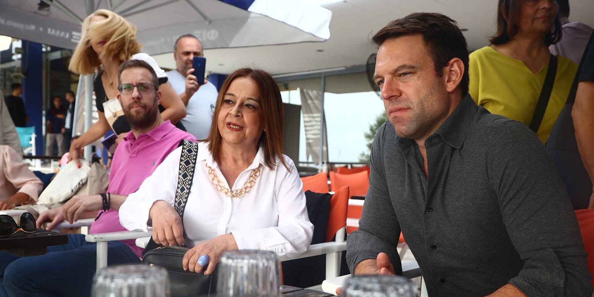 Η νέα δήμαρχος της Καλαμαριάς Χρύσα Αράπογλου και ο πρόεδρος του ΣΥΡΙΖΑ, Στέφανος Κασσελάκης