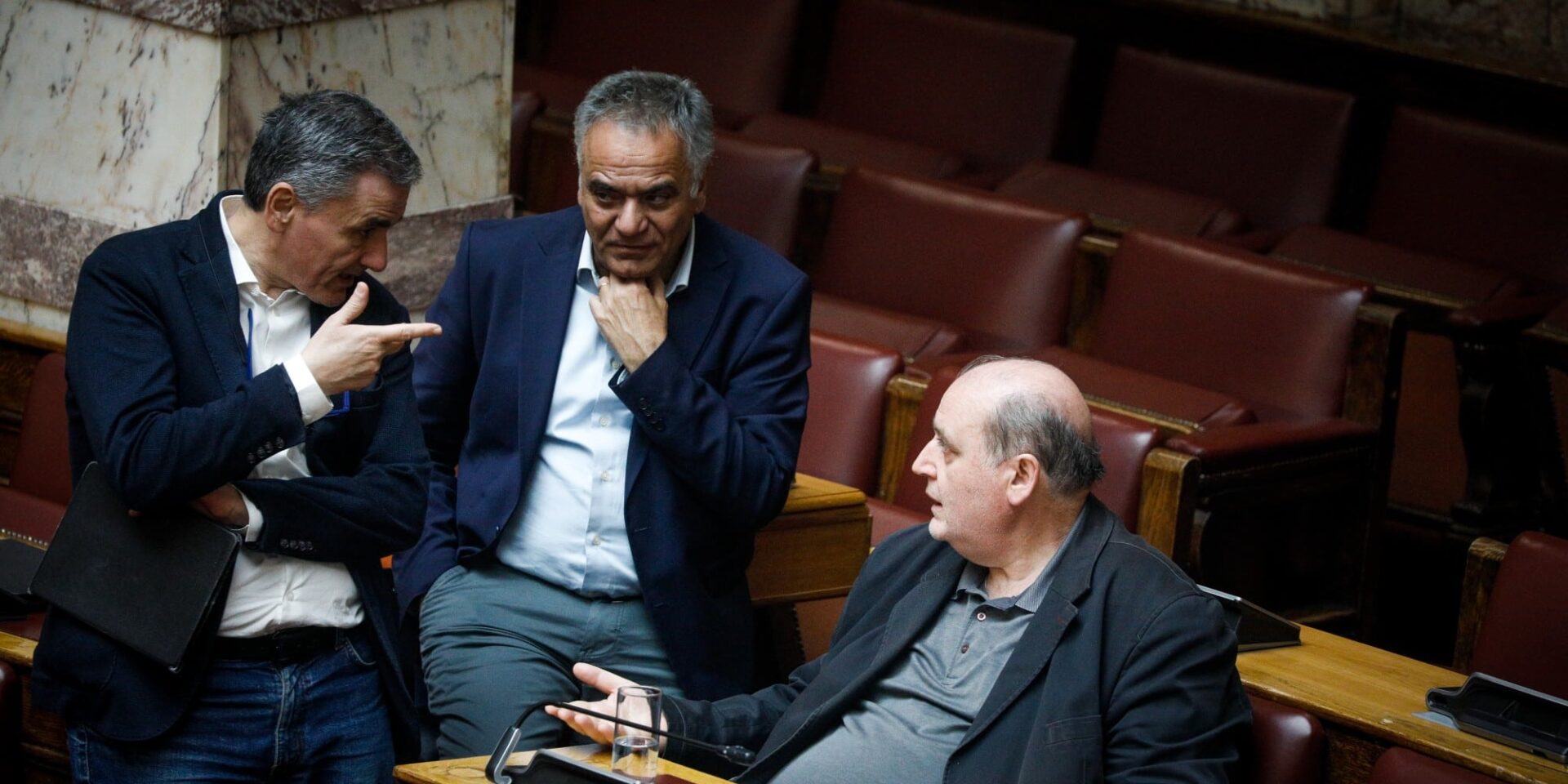 Ευκλείδης Τσακαλώτος. Πάνος Σκουρλέτης και Νίκος Φίλης