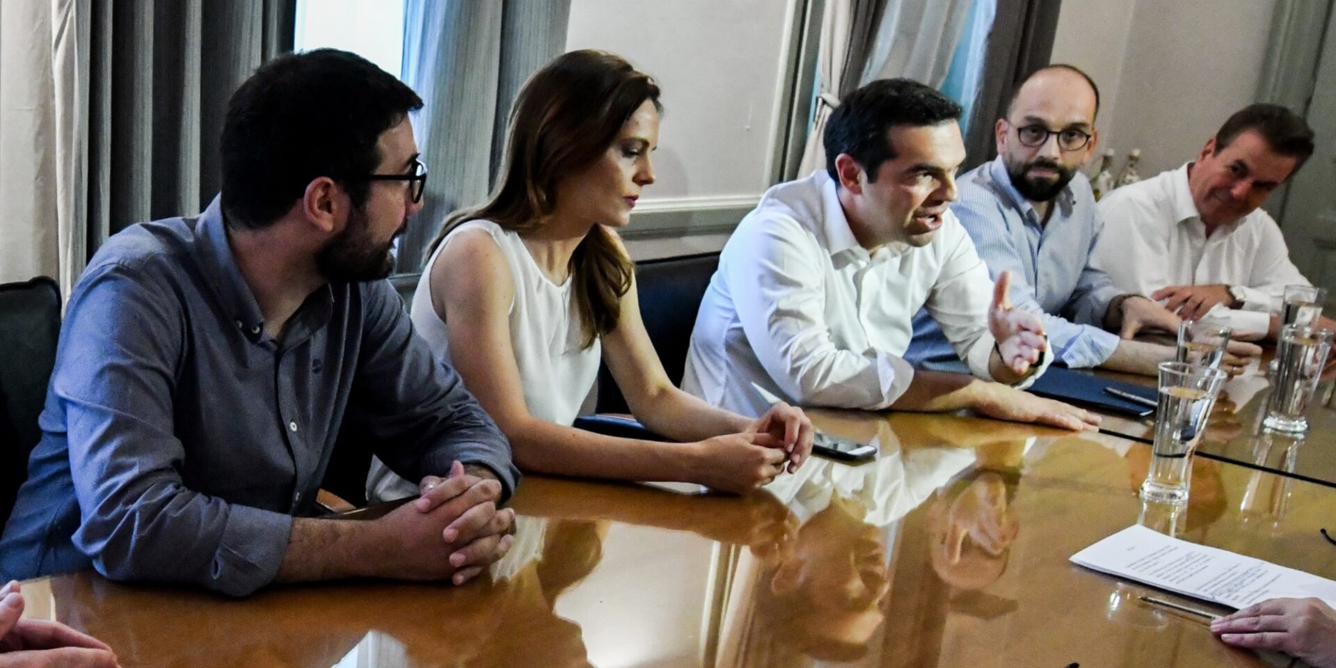 Αλέξης Τσίπρας και Νάσος Ηλιόπουλος, με την Έφη Αχτσιόγλου
