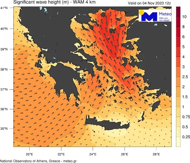 kakokairia hartis 4.jpg - Πώς θα κινηθεί η κακοκαιρία «Π»: Κύματα πάνω από 4 μέτρα στο Αιγαίο, πού θα ρίξει χαλάζι