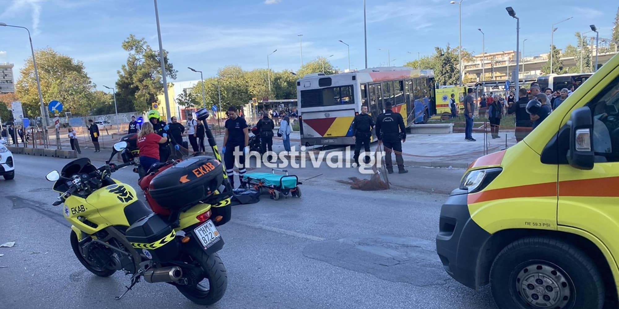 Εικόνα από το τροχαίο δυστύχημα στη Θεσσαλονίκη