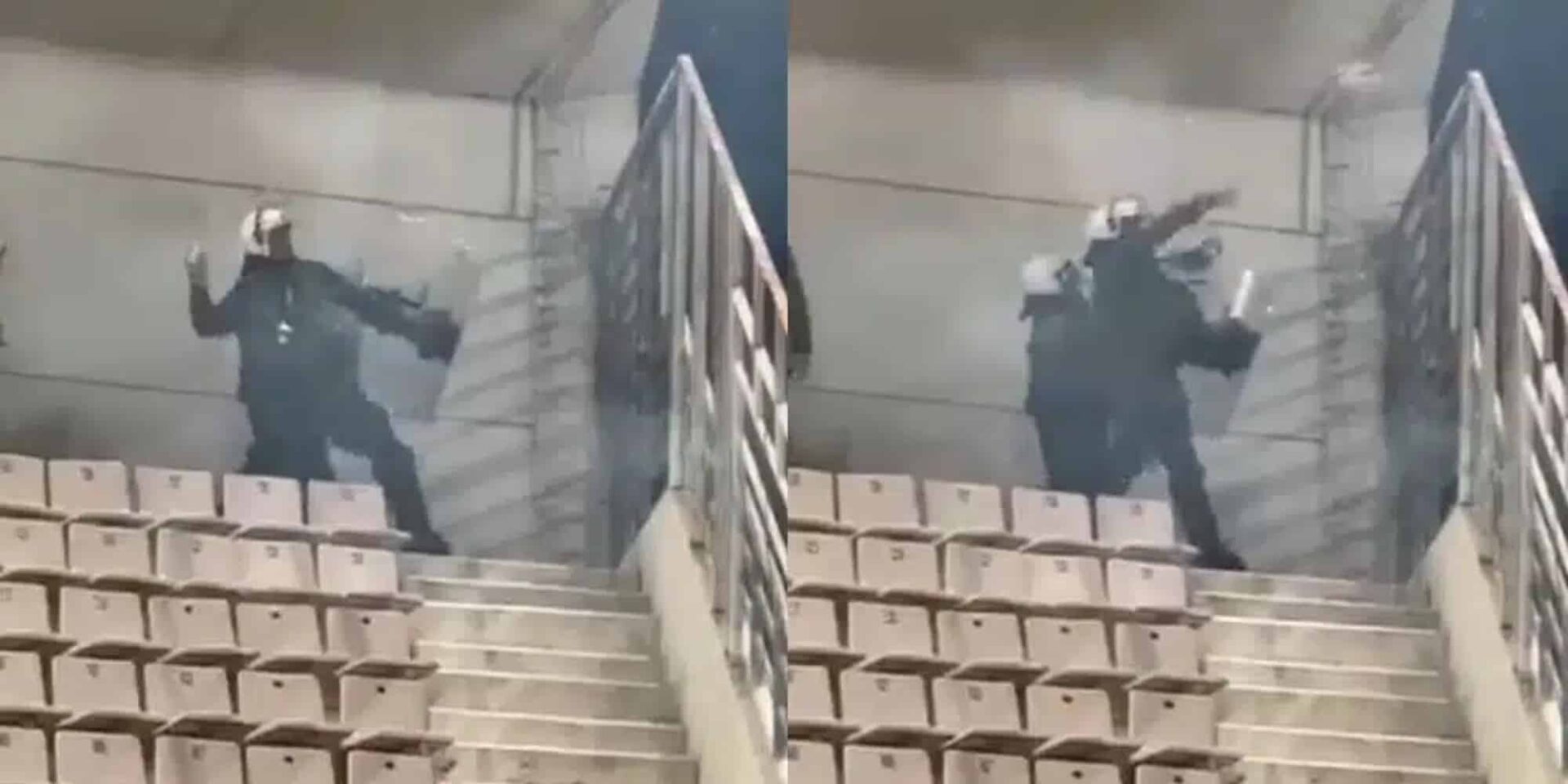 Η στιγμή που ΜΑΤ πετούν δακρυγόνα στην κερκίδα