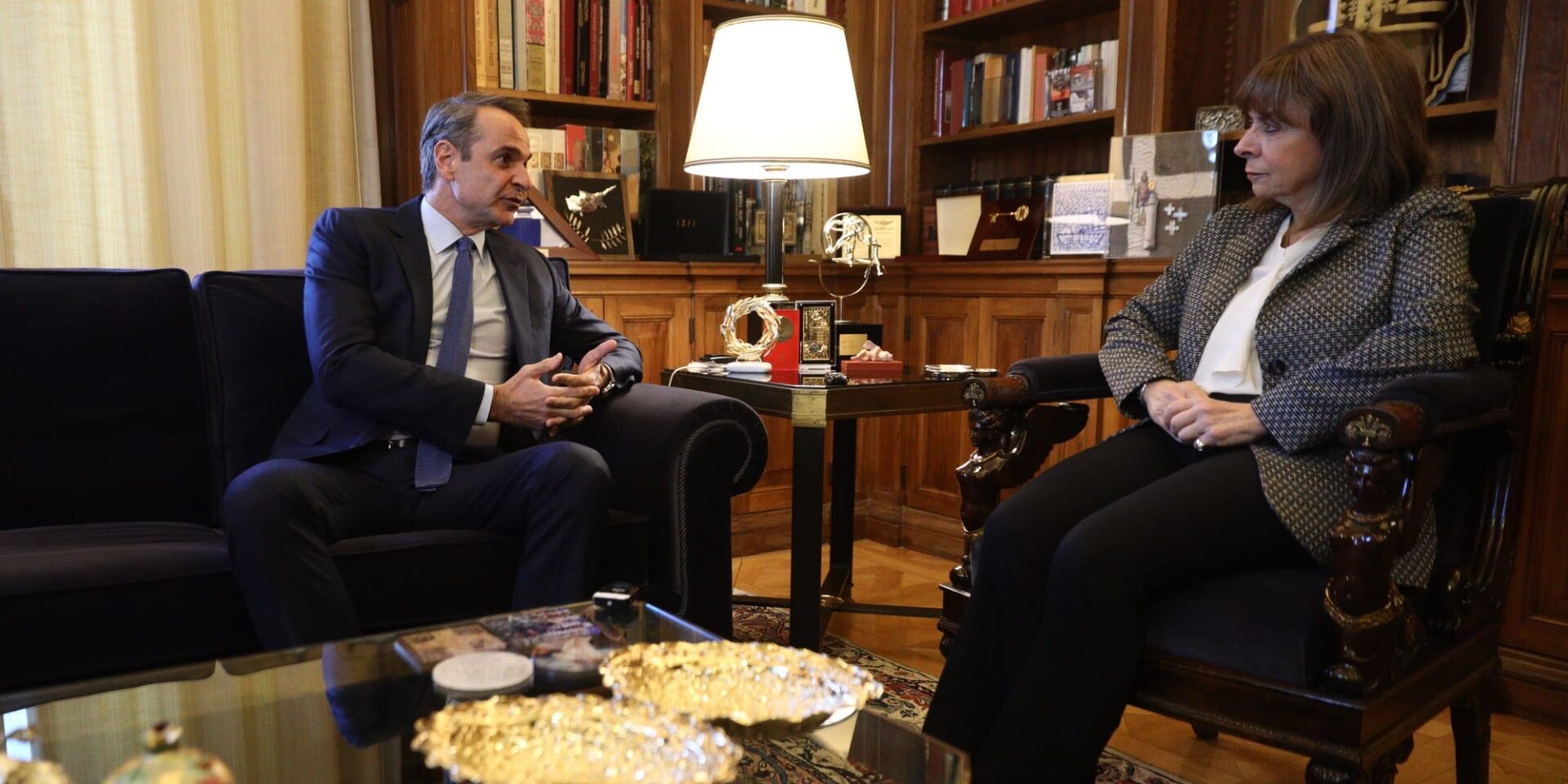 Ο Κυριάκος Μητσοτάκης με την Κατερίνα Σακελλαροπούλου