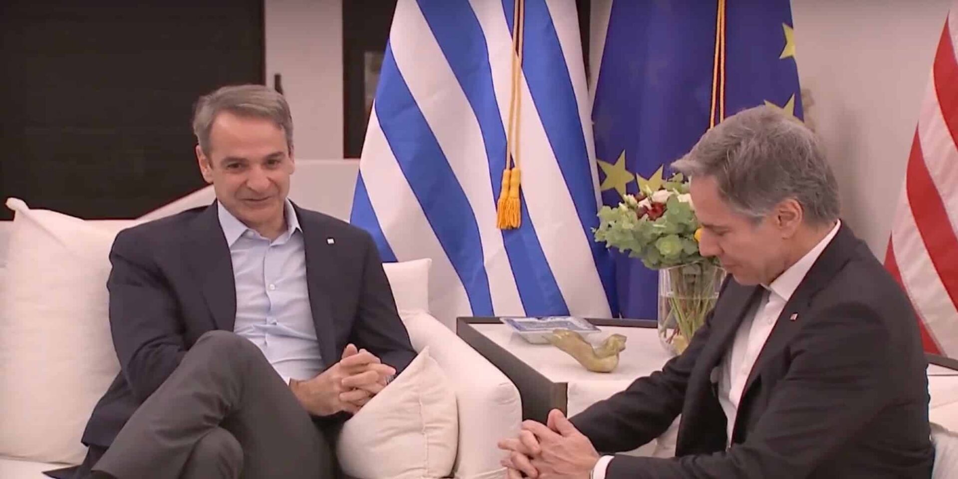 Ο Κυριάκος Μητσοτάκης με τον Άντονι Μπλίνκεν