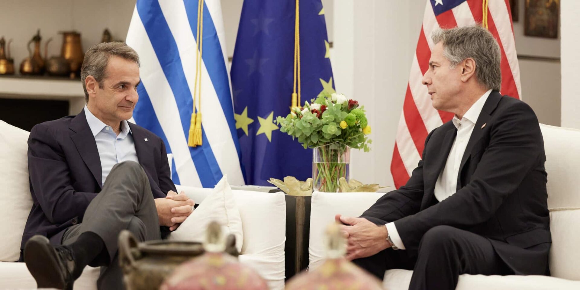 Ο Κυριάκος Μητσοτάκης με τον Άντονι Μπλίνκεν