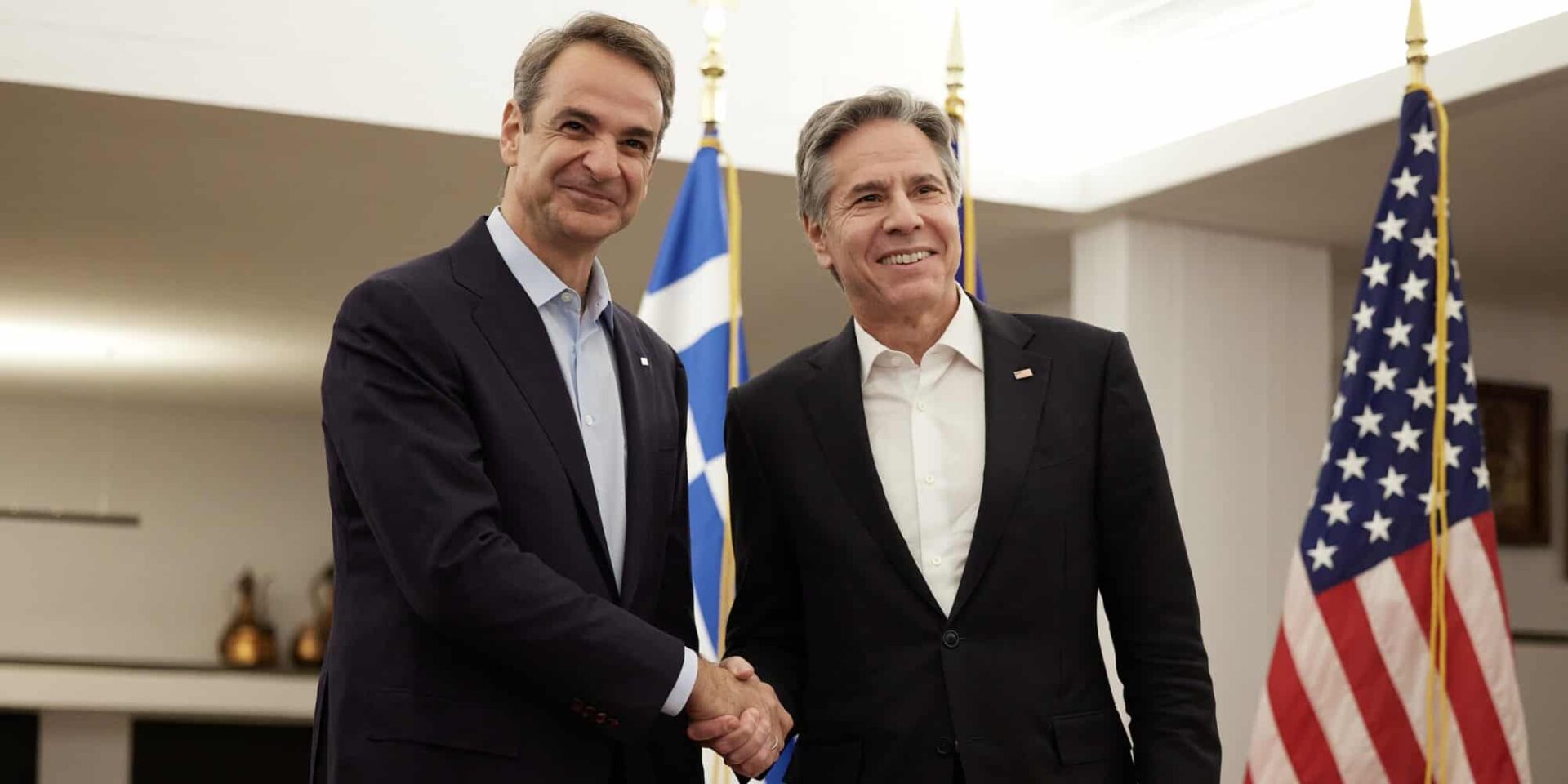 Ο Κυριάκος Μητσοτάκης με τον Άντονι Μπλίνκεν