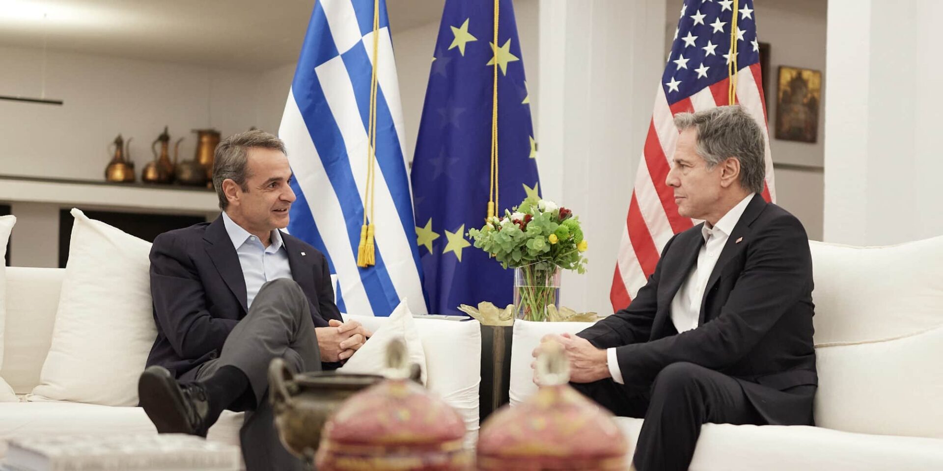Ο Κυριάκος Μητσοτάκης με τον Άντονι Μπλίνκεν