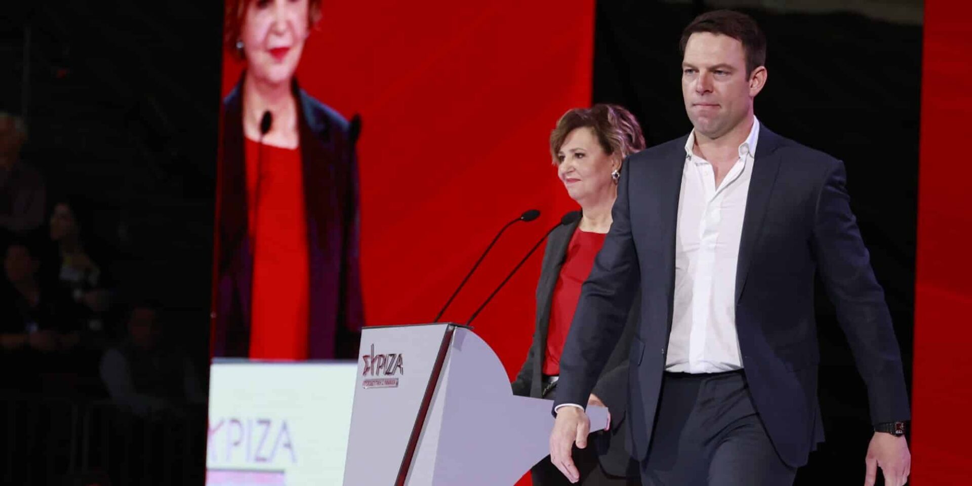 Η Όλγα Γεροβασίλη και ο Στέφανος Κασσελάκης στο Συνέδριο του ΣΥΡΙΖΑ