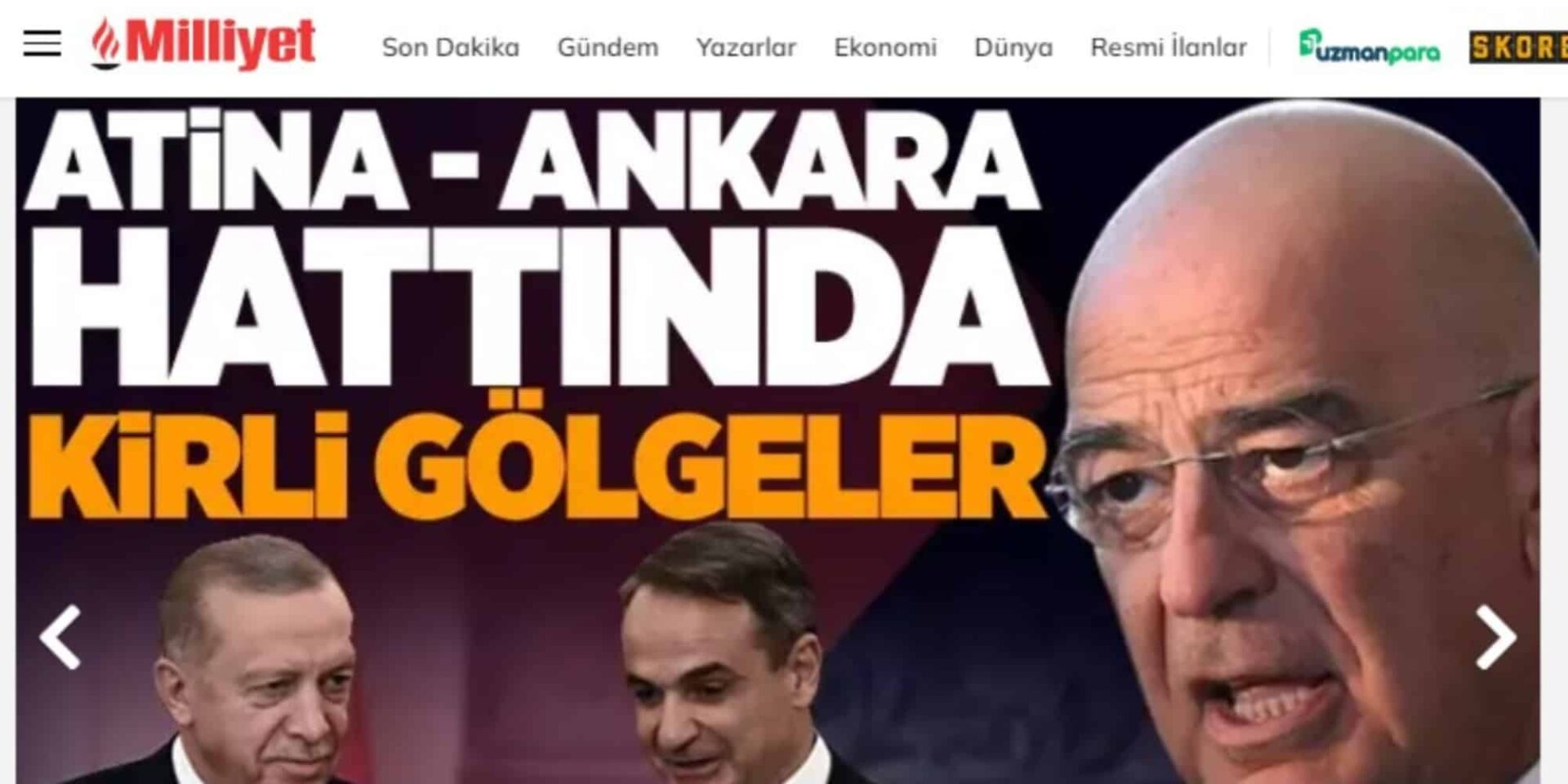 Εξώφυλλο της Milliyet