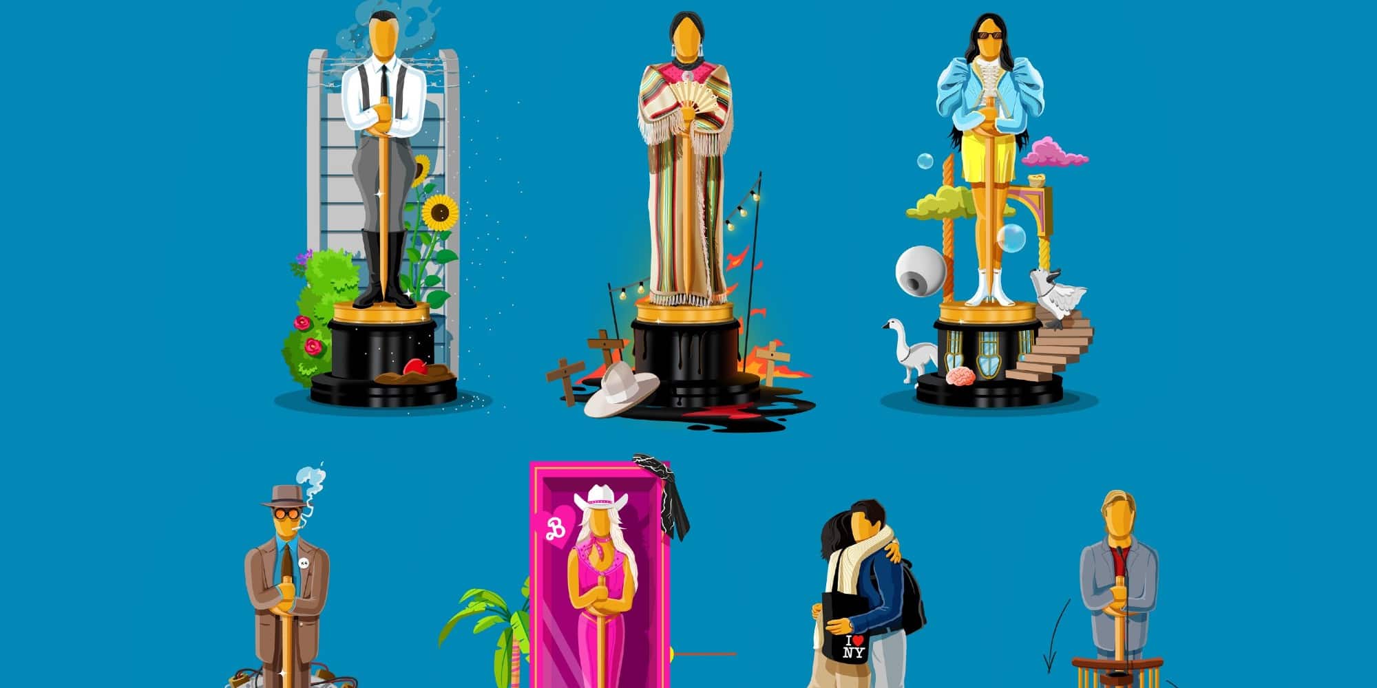 Oι μοναδικές pop art αφίσες του Όλι Γκιμπς για τις υποψήφιες ταινίες των Όσκαρ 2024