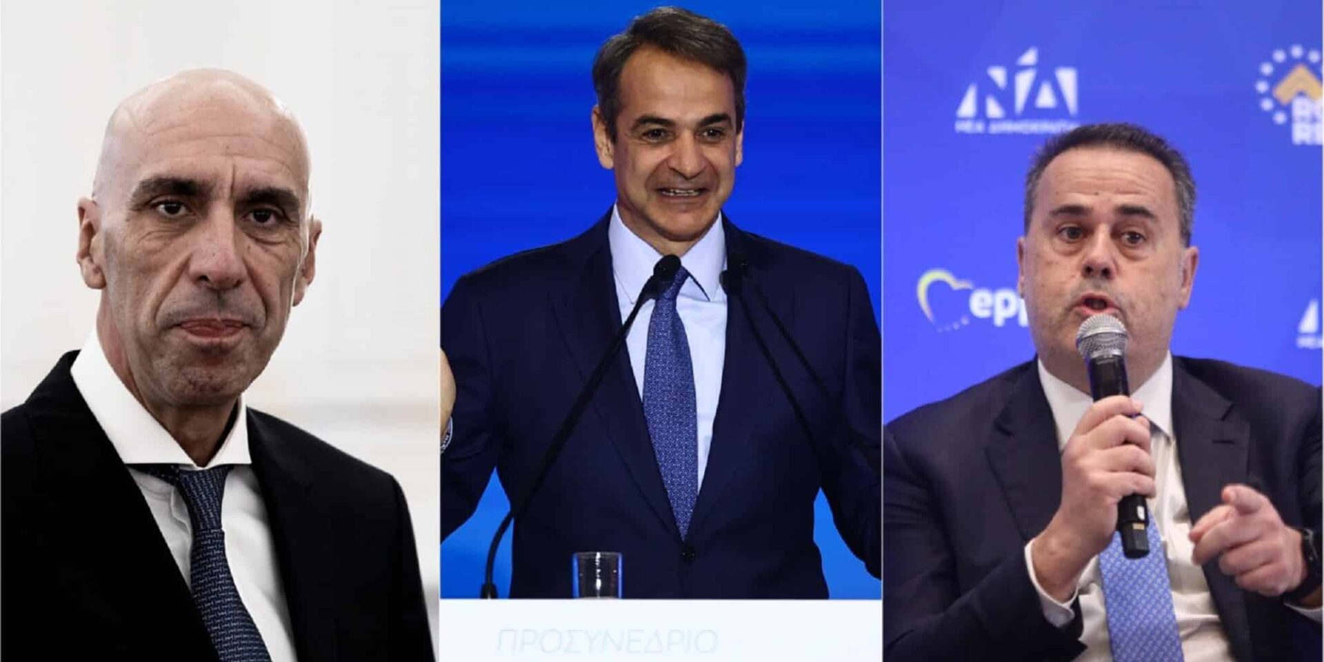 Γιάννης Μπρατάκος, Κυριάκος Μητσοτάκης και Σταύρος Παπασταύρου
