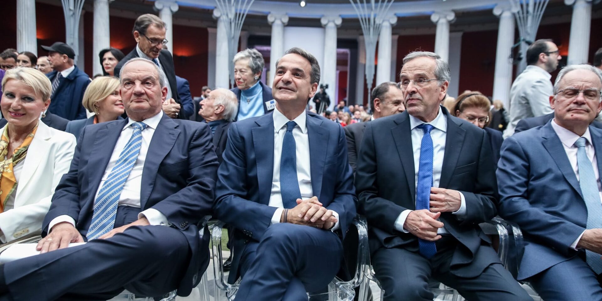 Καραμανλής, Μητσοτάκης και Σαμαράς σε εκδήλωση της ΝΔ