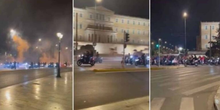 Ολυμπιακός: Μηχανοκίνητη πορεία στο Σύνταγμα για την πρόκριση στον τελικό του Conference League (βίντεο)