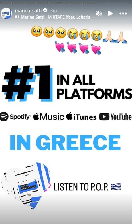 Νέα επιτυχία για τη Μαρίνα Σάττι: Το «LALALALA» είναι στα 200 πρώτα κομμάτια παγκοσμίως στο YouTube