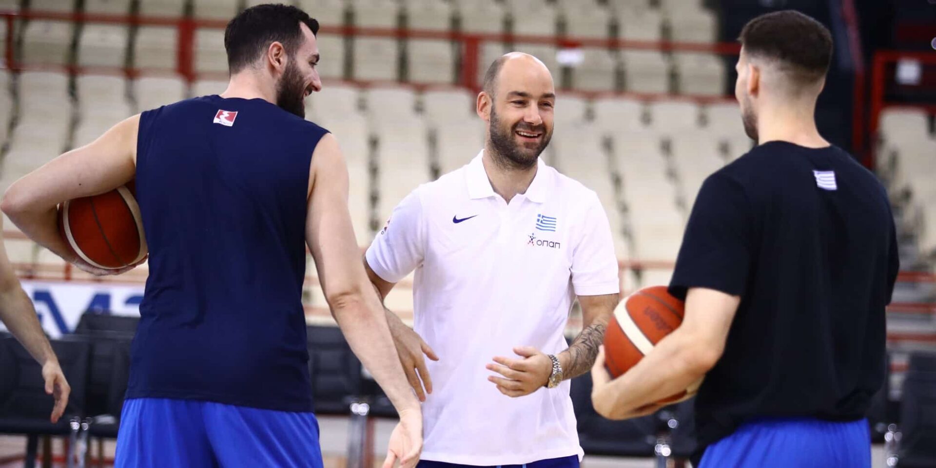 Ο Βασίλης Σπανούλης στην πρώτη προπόνηση της Εθνικής μπάσκετ