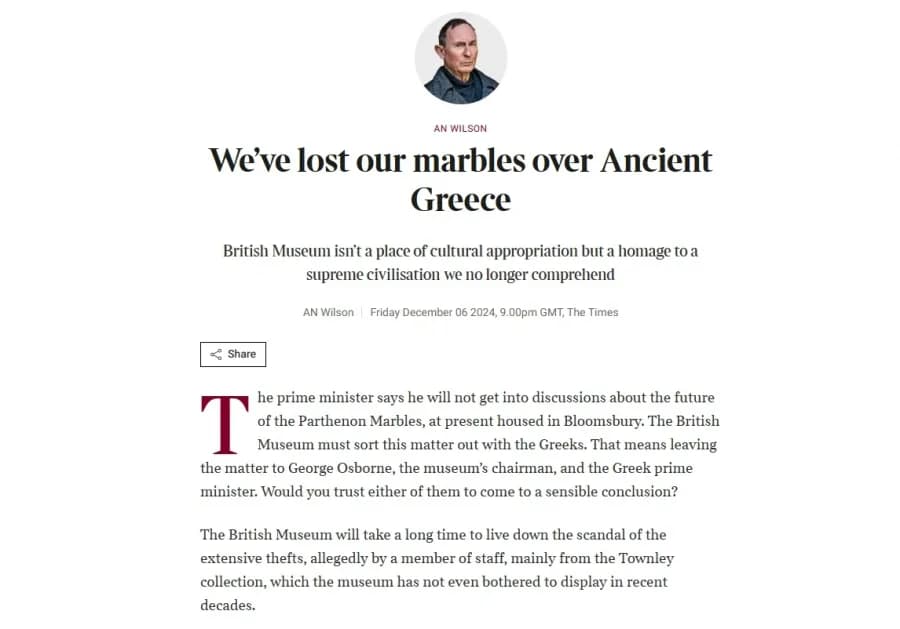 Προκλητικό άρθρο των Times για τα Γλυπτά του Παρθενώνα: «Δεν πρέπει να επιστραφούν, περισσότερος κόσμος θα τα δει στο Λονδίνο»